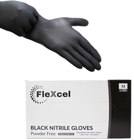 FleXcel Powder Free Nitrile Gloves - Medical-Grade, Latex-Free, Food Safe (Box of 100)