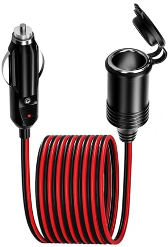 12V/24V Cigarette Lighter Extension Lead, 4M/13FT 16 AWG Car Charger Extension Cable, Male Plug To Female Socket with 15A Fuse and LED Lights, Heavy Duty Cigarette Lighter Socket Cord for Truck Van RV