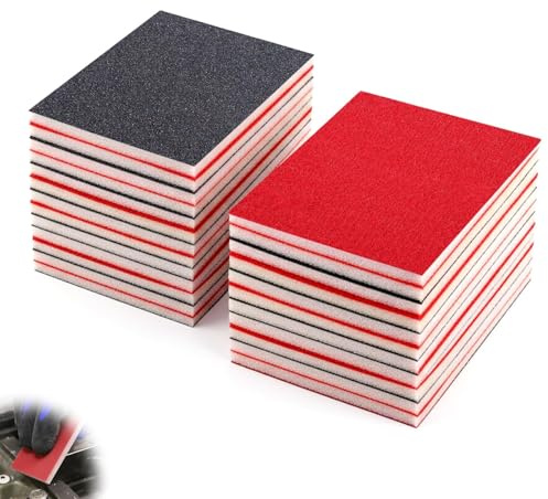 jwtyu Schleifschwamm Set 24 Stück Schleifschwämme 400 Körnung | Schleifschwamm Holz, Nass und Trocken, Flexibles, für Metall Holz Auto Möbel Lackierung Kunststoff DIY