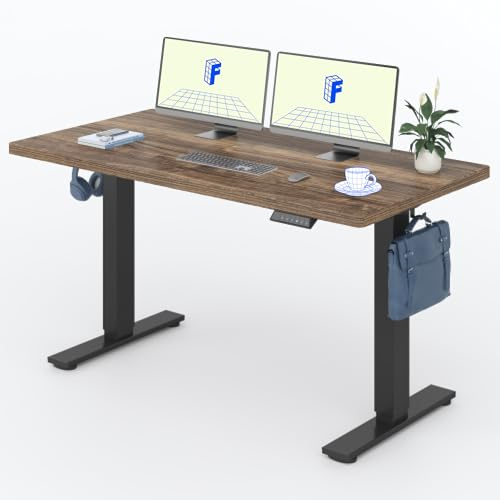 FLEXISPOT Höhenverstellbarer Schreibtisch Basic 160x80cm | mit Haken und 25mm EINTEILIGER Tischplatte, ergonomischer Schreibtisch mit Memory-Funktion (Walnussbraun,Schwarz)