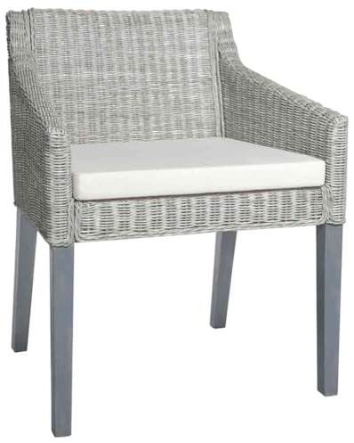 Frdhee Sillas de comedor silla de visitante,Sillas de comedor con cojín 2 piezas ratán natural gris,Silla de maquillaje para estudio sala de estar dormitorio