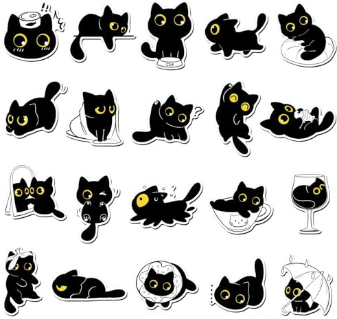 20 Stück Schwarze Katze Süße Magnete, Elegante Kühlschrank Magnete Witzig, Starke Kühlschrankmagnete, Praktische Magnete Kühlschrank, Dekorative Kühlschrankmagnete für Kühlschrank & Whiteboard