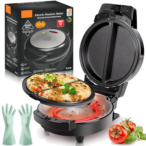 Macchina per frittata elettrica a due zone, piastra per colazione antiaderente, padella per frittata rapida antiaderente da 1000 W (1pcs)