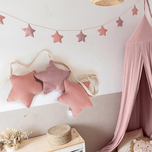 LILIMAUS Sternen Wimpelkette Stoff [in 12 Farben] Wimpelkette Kinderzimmer - 100% Baumwolle Handmade Girlande Stoff - Wimpelkette Musselin - Hausbett Deko Mädchen & Jungen - Girlande Deko Babyzimmer