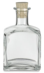 Nakpunar Square Glass Bottle with Cork Finish 7 oz (210 ml) - bottle for oils, witch spells, wedding favors, fragrance reed diffuser bottle (Clear w/Cork, 1)