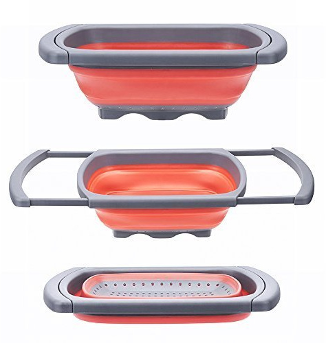 Kitchen basket Collapsible Colander,6-quart Capacity,Fruit bowl,Colander collapsible, Colander Strainer Over The Sink Vegtable/Fruit Colanders Strainers With Extendable Handles, Folding Strainer