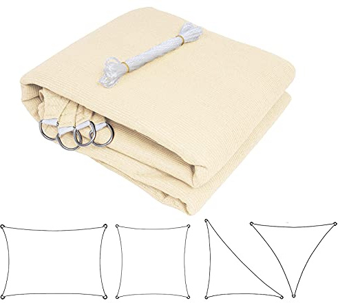 Laneetal Sonnensegel Wasserdicht Dreieck Quadratisch 95% UV Schutz Segeltuch 180 g/m² Polyester Sonnenschutz Schattenspender für Balkon Terrasse Garten, mit Befestigungsseilen,2x4m Sand
