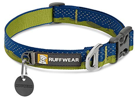 RUFFWEAR Crag Hundehalsband, Reflektierendes und Bequemes Halsband für den Täglichen Gebrauch, Grüne Hügel, 51–66 cm