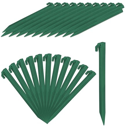 Relaxdays Heringe, 32er Set, leichte Zeltheringe, weiche & sandige Böden, 31 cm lang, Kunststoff, Bodenanker, grün
