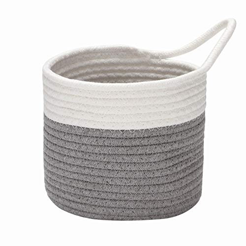 Pack Hanging Baskets Cotton Rope Small Woven Storage Basket 6.7 Inch Hanging Bag for Bike, Fabric Planter, Pot, Wall, Organizer Door for Keys, Wallets, Sunglasses