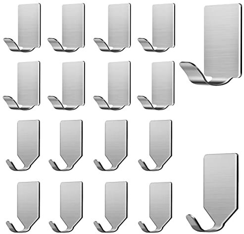 ZQMW 18 Stück Handtuchhaken Handtuchhalter ohne Bohren Haken Selbstklebend Klebehaken Wandhaken Edelstah Kleiderhaken, Rostfrei, Ideal für Bad Badezimmer Küche Büro