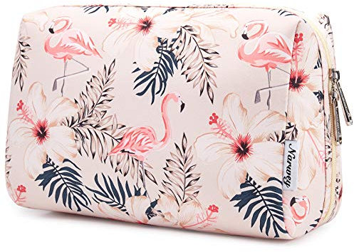 Narwey Make up Tasche Damen Schminktasche Kosmetiktasche Kulturtasche Damen Kulturbeutel, Makeup Tasche Makeup Bag (Beiger Flamingo, Groß)