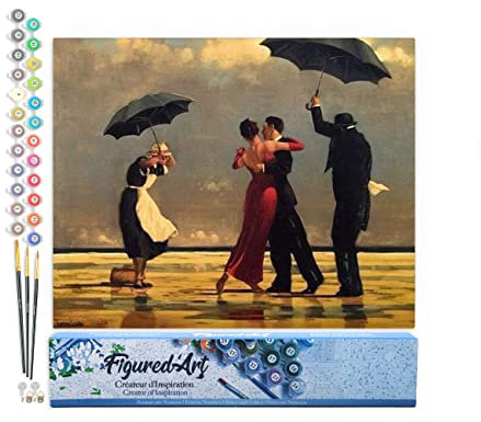 Figured'Art Peinture par Numéro Adulte Danseurs rétro sur la Plage - Activité Manuelle Kit de Loisir Créatif DIY Numéro d'Art Complet - 40x50cm sans châssis en bois