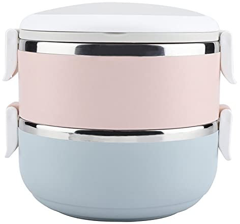 Lunchbox Tragbarer Lunchbox-Behälter aus Edelstahl Bento Box Lebensmittelbehälter(2 Schichten)
