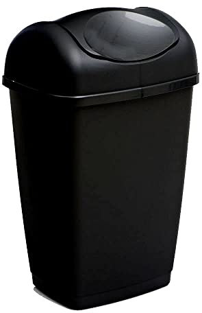 Easy Shopping® 50L Swing Top Bin Plastic Waster Paper Rubbish Recycle Bin Home Office Kitchen Room (Black)