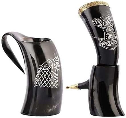 Taza de estilo vikingo medieval con cuerno de lobo para beber, jarra de cerveza, regalo de cuerno grande, rústico, vintage, decoración del hogar, regalos