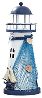 COOKOE Leuchtturm Figur Nostalgischer Anker Ozean Stil Eisen Ornament Licht für Teenagerzimmer Schlafzimmer Schreibtisch Tischdekoration