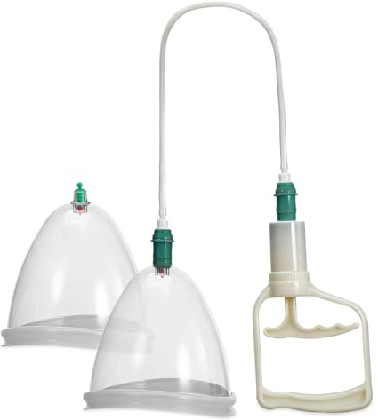 Ciieeo Vakuum Schröpfbecher Handpumpe Set Brust Vakuum Schröpfen Gesäß Lift Körpermassage Schröpfen Set für Massage Therapeuten Schröpfmaschine Zubehör für Frauen Damen Weiß