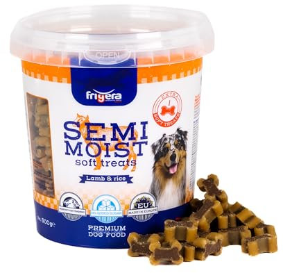 Frigera Semi-Moist Soft Treats Lamm & Reis 500g - Weiche Hundeleckerlis, Leckere Belohnung für Training & Zwischendurch, Ohne Zugesetzten Zucker, Hergestellt in Belgien