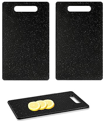 Tablas de Corte a Doble Cara,Juego de 2 Tabla Cortar Cocina Imitan Aspecto del Granito Plástico Tablas de Cortar La Tabla Perfecta para Picar y Servir Comida para Pescado, Carne, Verdura, Fruta