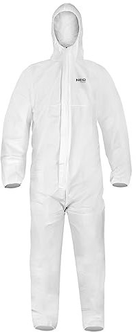 NEO TOOLS Schutzoverall, Schutzanzug aus PP/PE in Größe M/XL/XXXL - Robust und vielseitig - Ideal für verschiedene Anwendungen, Einweg, Schutzkategorie III, Material: Polypropylen (XL)