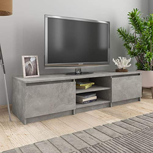BULANED TV-Schrank, Fernsehschrank, Tv-möbel & Phonomöbel, Fernsehtisch, Tv Board, Fernsehkommode, Schrank Schlafzimmer, Betongrau 140×40×35,5 cm Spanplatte