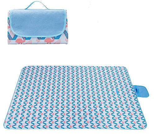 TengYuer Picknickdecke 180x200cm Stranddecke Wasserdicht Sandfrei Isoliert Faltbar Strandmatte mit Tragegriff Outdoor Campingdecke XXL für Camping Parks Strände Picknick Blau-Pink