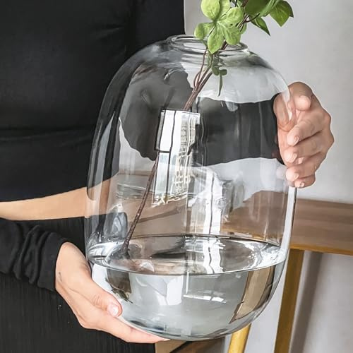 XIUWOUG Große Glasvase für Blumen Bodenvase für Pampasgras Hohe Glasvase für Dekor dekorative Vasen für zu Hause Tischaufsätze Blumendekor und Bauernhausdekor,Clear2