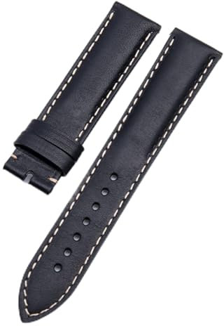 YEAHSO 19 mm 20 mm Lederarmband kompatibel mit Omega-Armband Seamaster 300 Speedmaster 007 AT150 Planet Ocean-Armband mit Logo-Stiftschließe (Color : Black, Size : 20_Without Buckle)