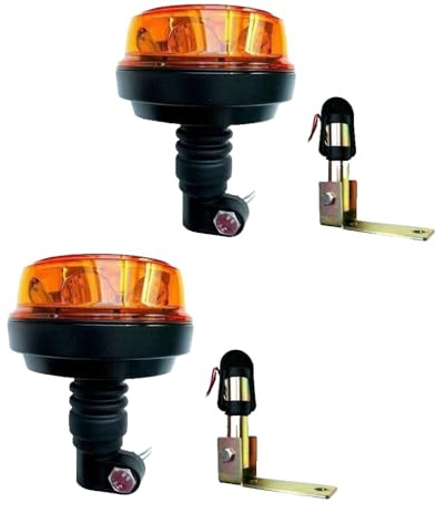 MelTruck® 2x LED Rundumleuchte 4 Blitzmuster Warnleuchte 12V 24V E9 für LKW PKW Traktor (Aufsteckrohr K)