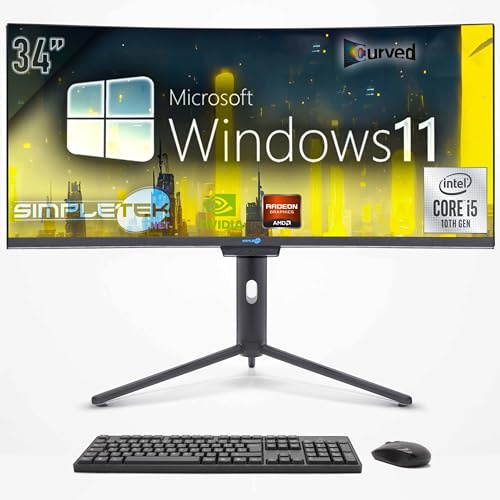 SIMPLETEK - PC All In One 34 Curvo FHD | i5 10° Gen | Windows 11 Pro | 8GB RAM | 120GB SSD | Webcam Integrata 5MP | WiFi6 e BT 5.2