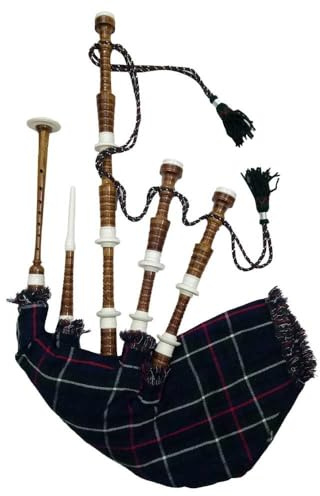 Dudelsack-Set Great Highland, Palisander-Braun mit elfenbeinfarbenen Halterungen, verschiedene Schottenkaro-Bezüge, bereit zum Spielen (Mackenzie Tartan)