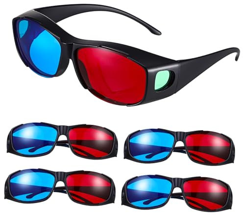 Homoyoyo 5piezas Gafas Para Cine y Entretenimiento Familiar Plástico Compacto Diseño Cómodo Colores Rojo y Azul