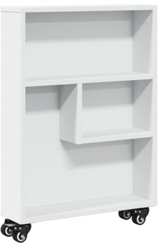 vidaXL Smal förvaringsvagn vit 48x13x68 cm konstruerat trä