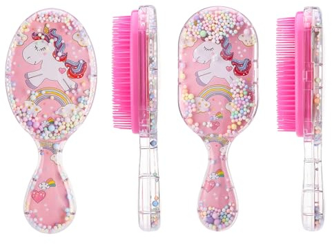 dusaniyali 2 Stück Haarbürste Kinder Einhorn Haarbürste Mädchen Kleinkind Cartoon Entwirrbürste mit Ultraweichen Borsten Kinder Haar Bürste Trocken und Nasshaarbürste für alle Haartypen