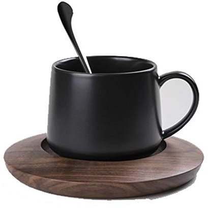 Tasse à café de luxe en céramique rouge vif avec cuillère et soucoupe Noir mat Élégant ensemble de tasses pour eau ou café