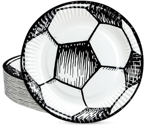 BFB 18 cm Assiettes à dessert Football Lot de 50 Assiettes en papier jetables Vaisselle de fête