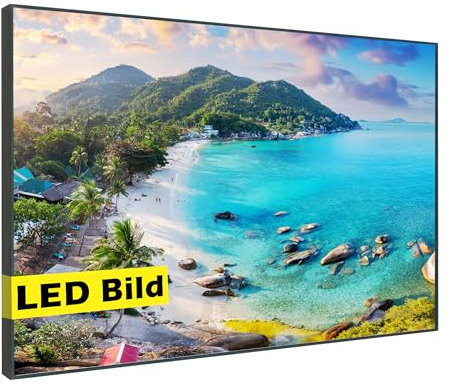 Generisch Leuchtbild - Thailand Phuket Strand - Leuchtendes Natur LED Wandbild mit Rahmen (Thailand Phuket Strand, 40x30 cm, Rahmen: Holz Flora)