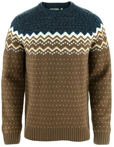 Fjällräven Övik stickad tröja för män, mörk oak/marinblå, L, Mörk ek/marinblå, L