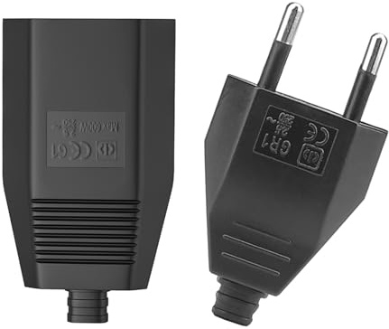 Powice 2 Stück Euro Stecker Flach, Eurostecker Flach, Eurokupplung,Stecker 250V, 2,5A Stecker 2 Polig, Eurokupplung Flach, Europäische Flach Stecker, Schuko Stecker Europäischer Stecker(Schwarz)