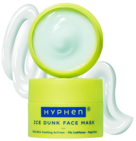 Hyphen Ice Dunk Instant Cooling ansiktsmask med 31 % hudkylande aktiviteter | 3 % koffein - omedelbar depuff, åtdragning och porreduktion | Collagen Boost Cryo Therapy Face Pack för lysande hud - 50 g