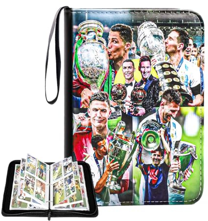 DGMI Sammelkarten Album für Fussball, 50 Seiten 400 Karten Sammelalbum, Sammelalbum Fußball Karten mit Reißverschluss, PU Wasserdicht Karten Binder für die Aufbewahrung von Sammelkarten