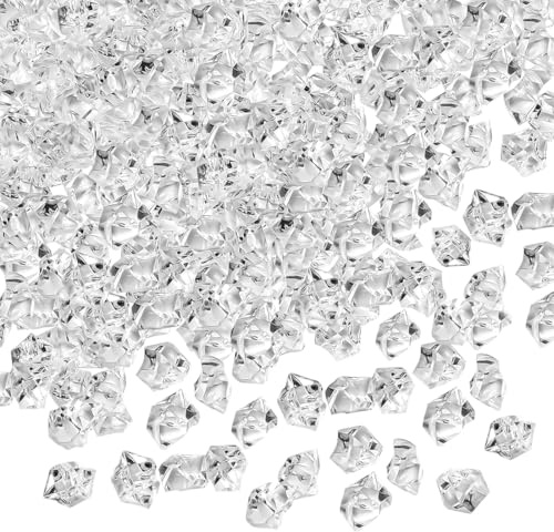 VEOIRXU 500 Pezzi Diamanti Decorativi in Acrilico Trasparente, Gemme Decorative, Cubetti di ghiaccio trasparenti, Pietra di Cristallo Decorative per Tavola, Mariage, Feste, Vasi, Acquari (5×7mm)