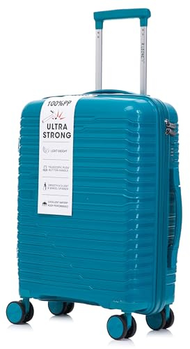 R.Leone Valigia da 1 Fino a Set 3 Bagaglio a mano 55x40x20 Ryanair, Medio, Grande Ultra Strong Antiurto Trolley leggero 8 ruote Polipropilene 6080 (Turchese, S Bagaglio a mano)