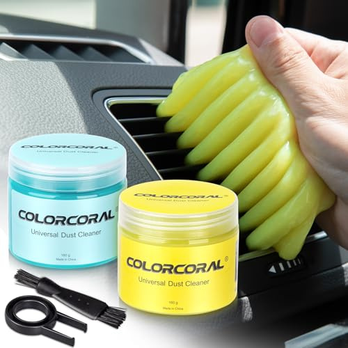 COLORCORAL Car Cleaning Gel for Car Interior Detailing, 2 Pack Universal Cleaning Putty for Car Vents, Dashboard & Keyboard, Reusable Dust Cleaner Slime with Lavender & Lemon Scent