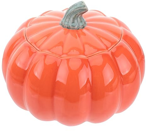 FUNNETOYU 1 juego Cuenco de Calabaza de Cerámica con Tapa para Sopa y Comida al Vapor Gran Capacidad Menaje de y Práctico
