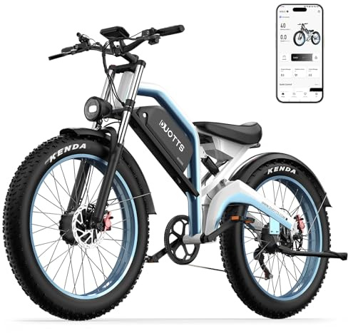 DUOTTS N26 Bici Elettrica Doppio Motore Uomo, Fat Tire 26 x 4.0 Ebike Mountain con 250W Batteria 48V 20Ah, Autonomia di 120Km (PAS), Adatta al Fuoristrada con Sospensioni Idrauliche & App Bluetooth