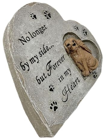 SHINEOFI Pierre Commémorative pour Chien Cœur en Résine Résistante Statue Funéraire Petit Format Ornement Mémorial Jardin pour Animaux De Compagnie Convient Aux Propriétaires De Chiens