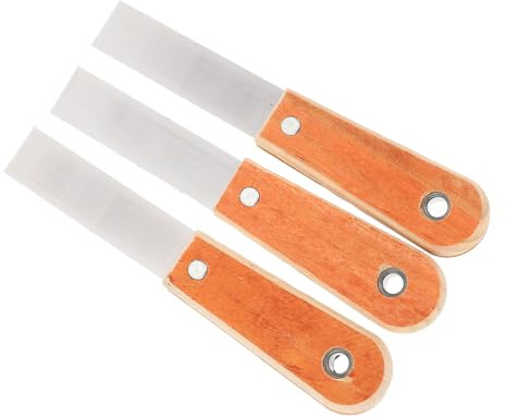 PartyKindom 10pcs Carbon Steel Putty Spatula with Wood Handles Polished Drywall Finishing Scraper for Paint Removal Caulk Application and Glue Cleaning Smooth Blades for Painter Tools and