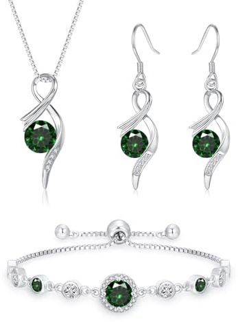 Estrellique Silber Schmuck Set Damen, 3PCS 925 Sterling Silber Halskette & Ohrringe & Armband Set mit AAAAA Cubic Zirkonia, Unendlichkeit Silberschmuck Damen 925 Geschenk zum Geburtstag Mutter Tag